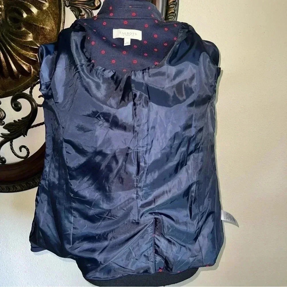 Talbots Navy Blue Blazer with Red Polka Dots NWOT Size 8P - Picture 7 of 14
